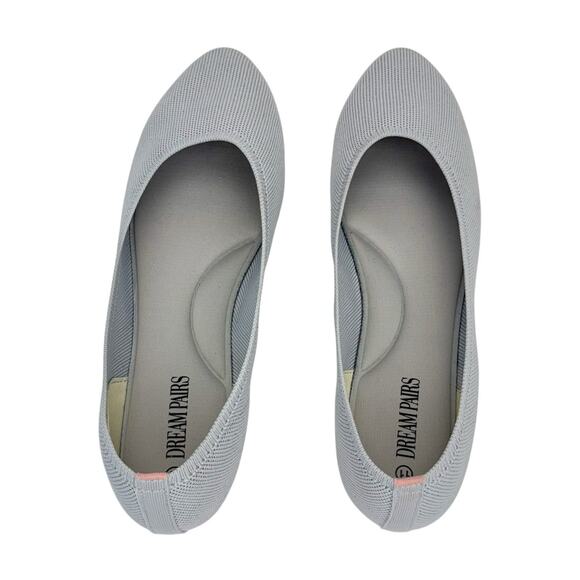 Dream Pairs Gray Knit Metallic Stretch Cushioned Lightweight Almond Toe Flats 11 - Picture 6 of 14